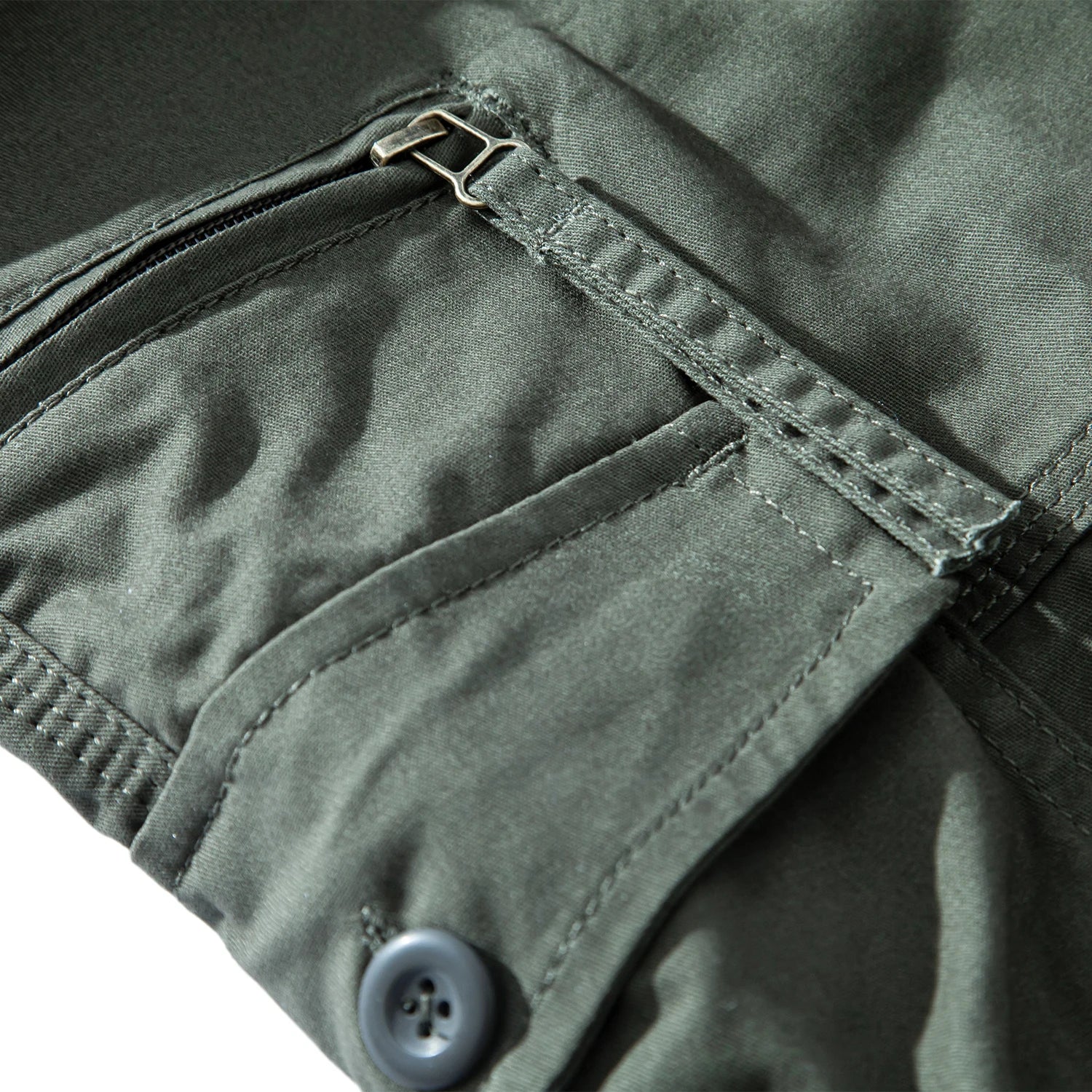 Mens Work Cargo Shorts Elastic Waist Hiking Shorts 7 Pockets 3/4 Below Knee Summer Light Weight Cotton Capri Pants