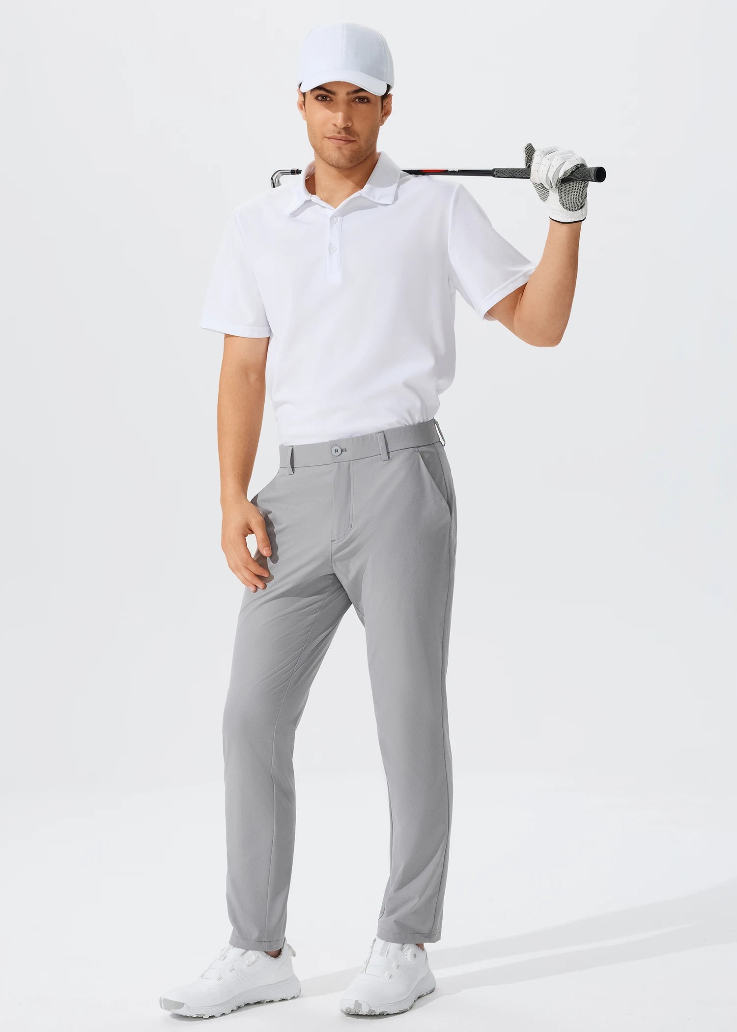 Men's Casual Golf Pants, Stretch Slim Straight Lightweight Quality Business Pants Golf Sports Trousers 30-34 Inseam Length