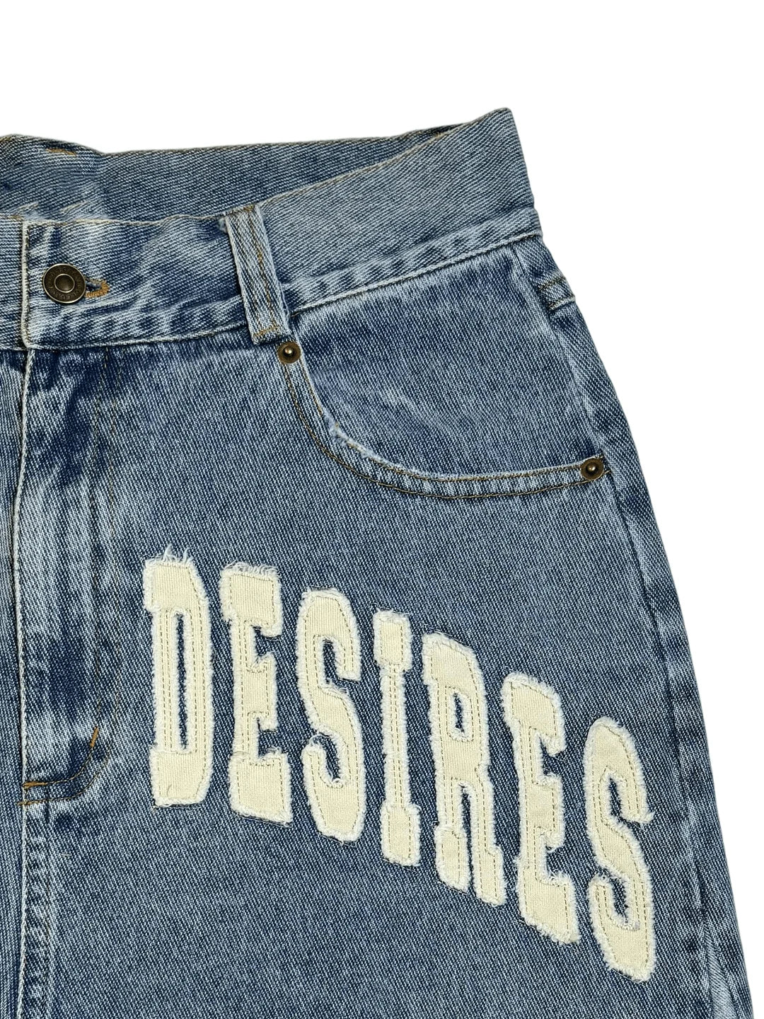 Men's Street Style Loose Fit Five-Point Shorts Fashion Retro Letter Denim Shorts